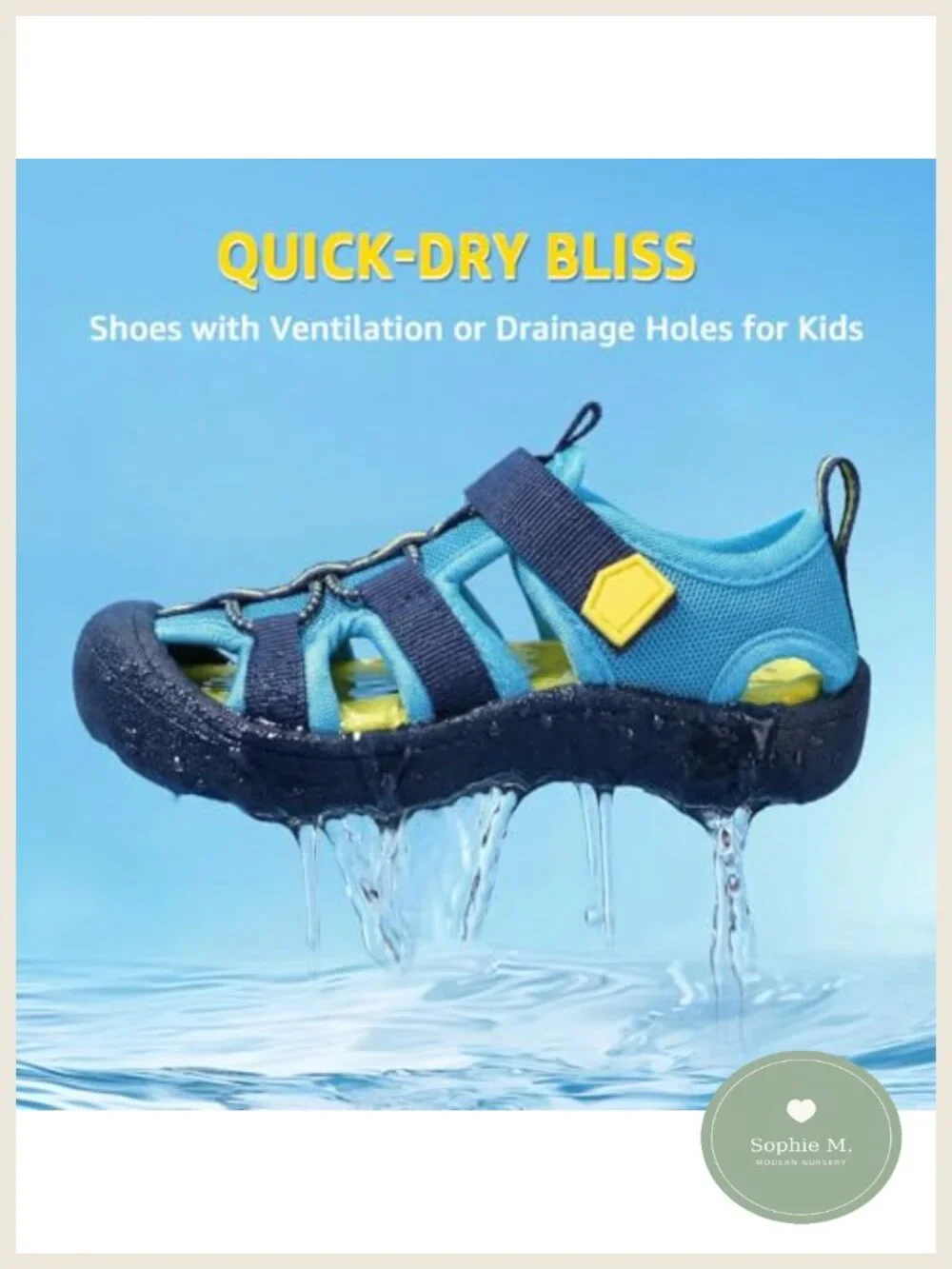 Quick Dry Toddler Water Shoes Non Slip Closed Toe Hook & Loop